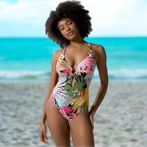 Bleu by Rod Beattie Tropical One Piece Swimsuit Size 8